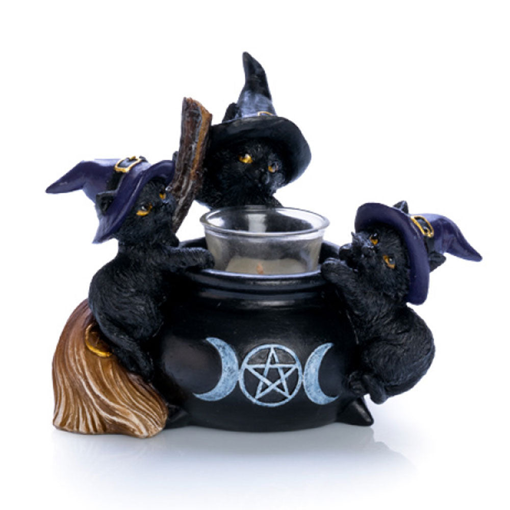 Black Cat Cauldron Tealight Holder