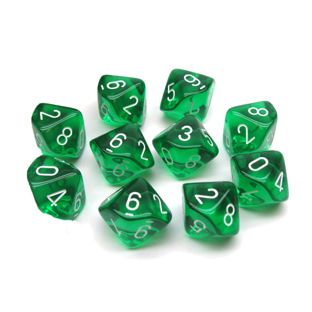 Chessex D10 Polyedrale 10-Die doorschijnende set