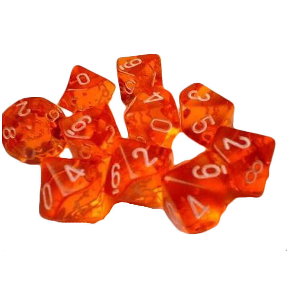 Chessex D10 Polyhedral 10-Die gennemsigtig sæt