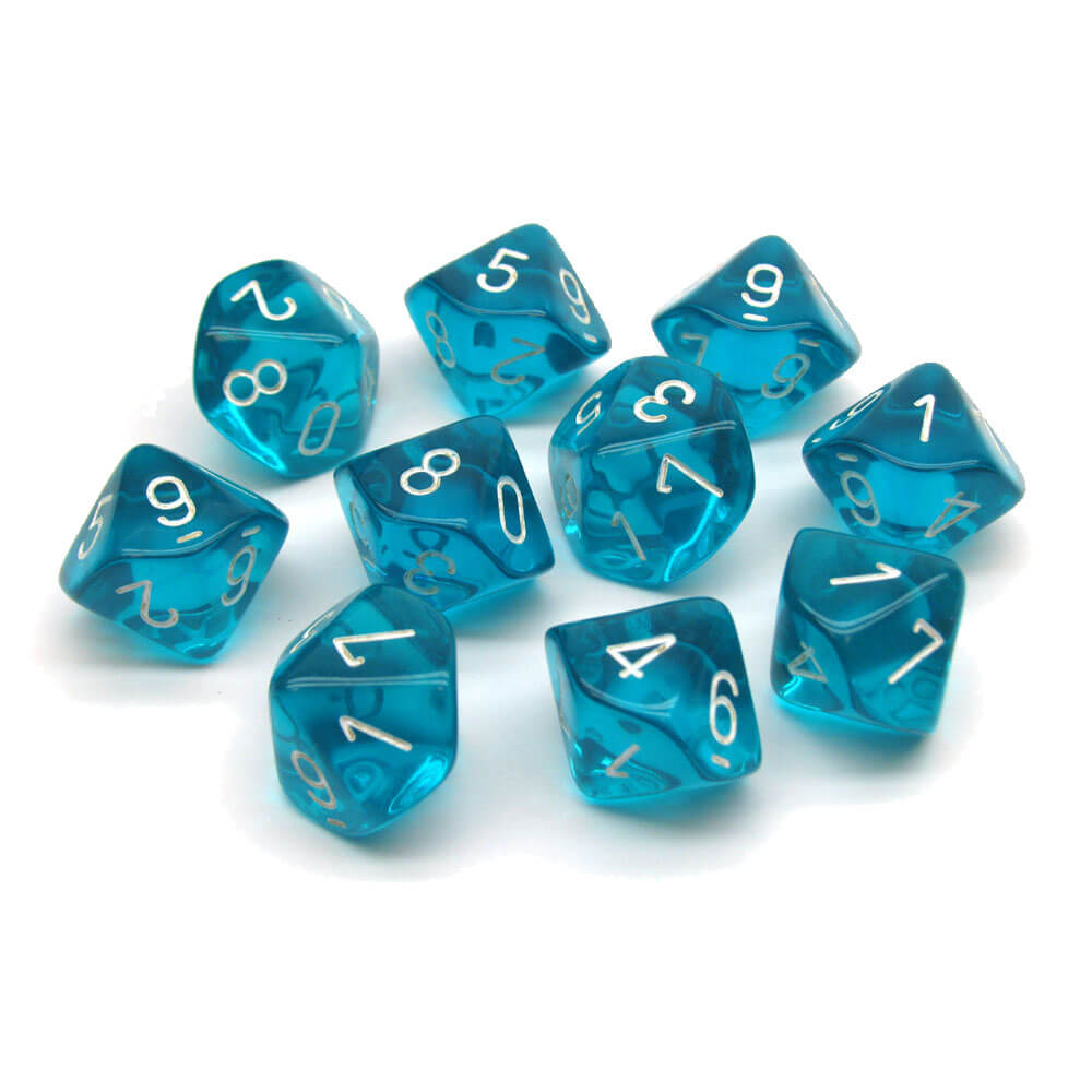 Chessex D10 Polyhedral 10-die gjennomskinnelig sett