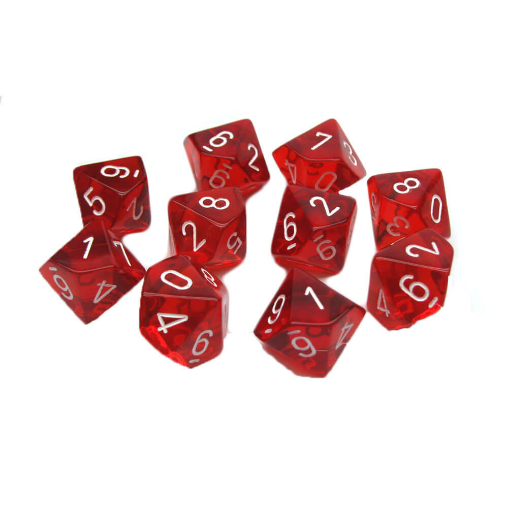 Chessex D10 Polyhedral 10-Die gennemsigtig sæt