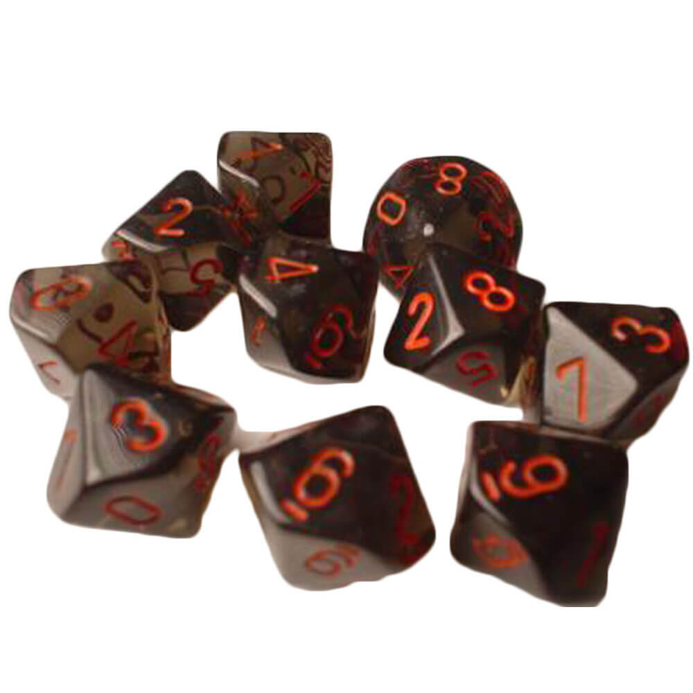 Chessex D10 Polyhedral 10-Die gennemsigtig sæt