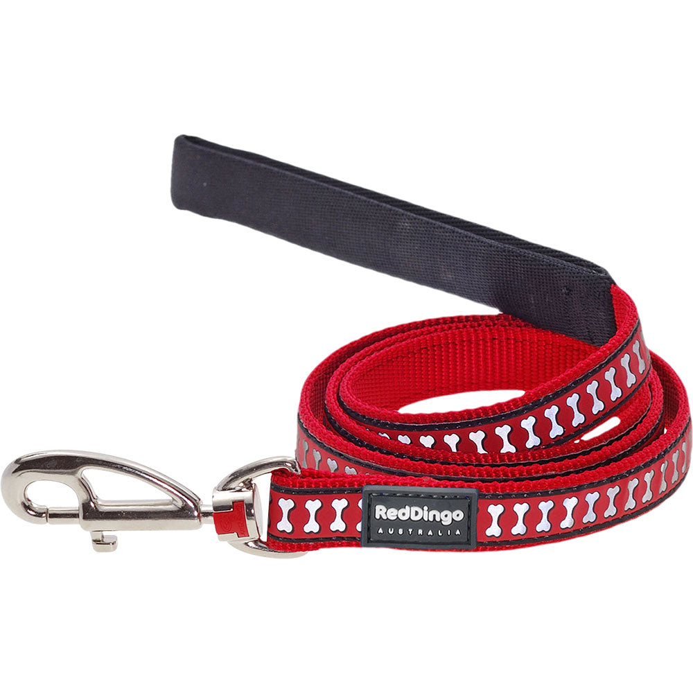 Reflekterende Bones Dog Lead (rød)