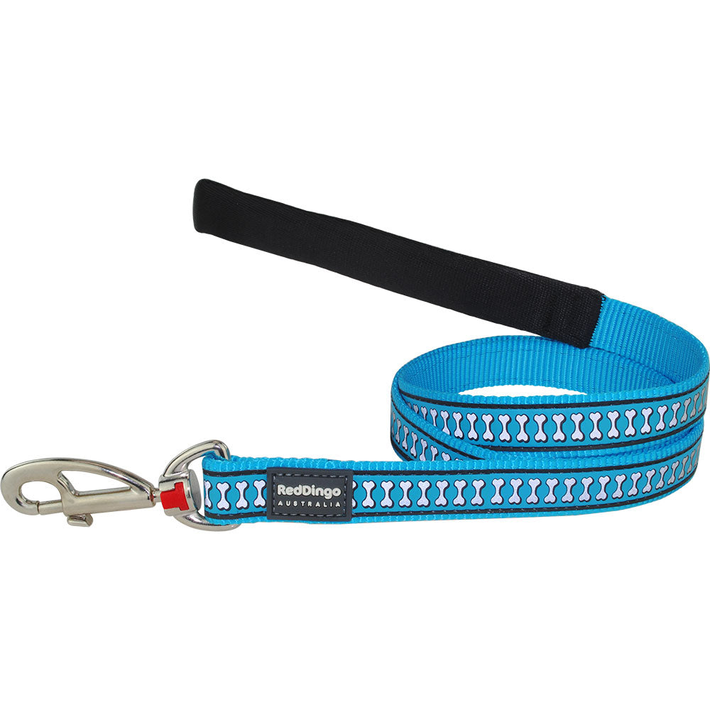 Reflekterende Bones Dog Lead (turkis)