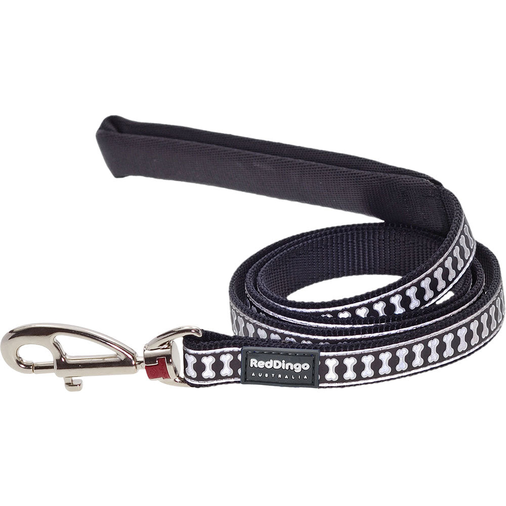 Reflekterende Bones Dog Lead (sort)