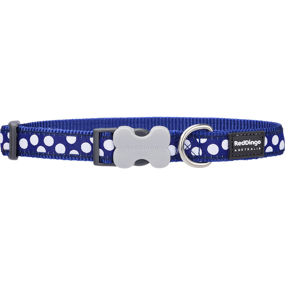  Hundehalsband mit weißen Punkten auf Marineblau