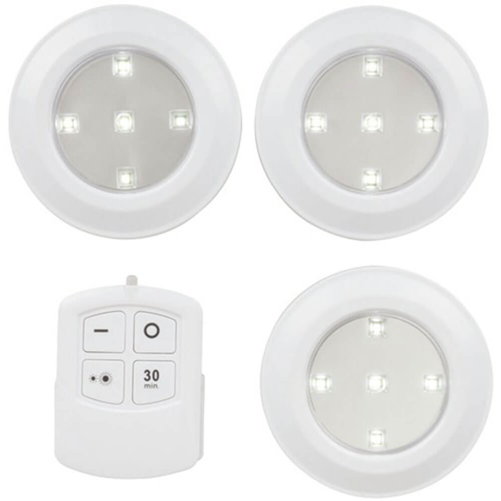 Remote Controlled LED Puck Light Triple Pack