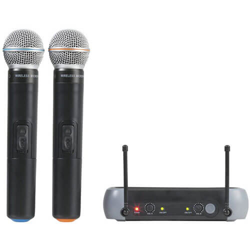 Dual Wireless UHF Microphone System w/ Receiver and PSU