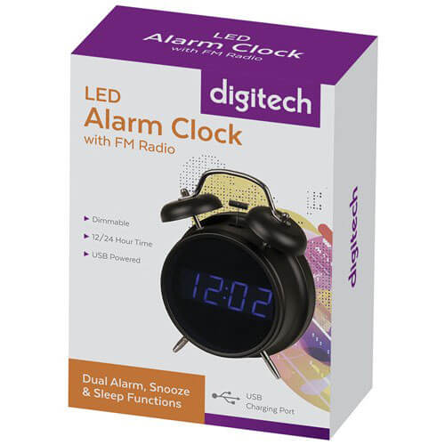 USB Powered LED Alarm Clock with FM Radio