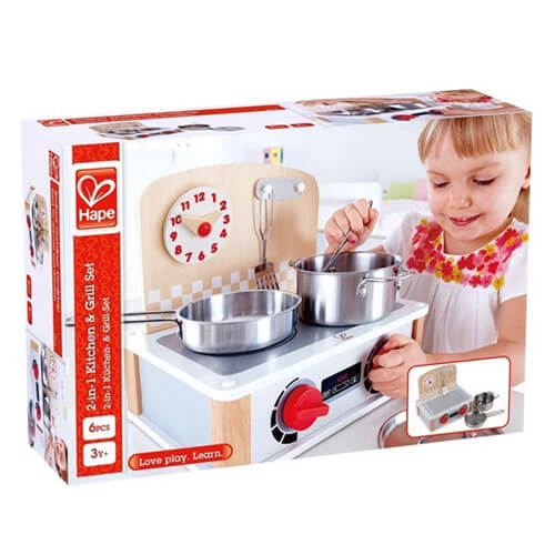 Hape 2-in-1 Kitchen & Grill Set Pretend Play Wooden Toy