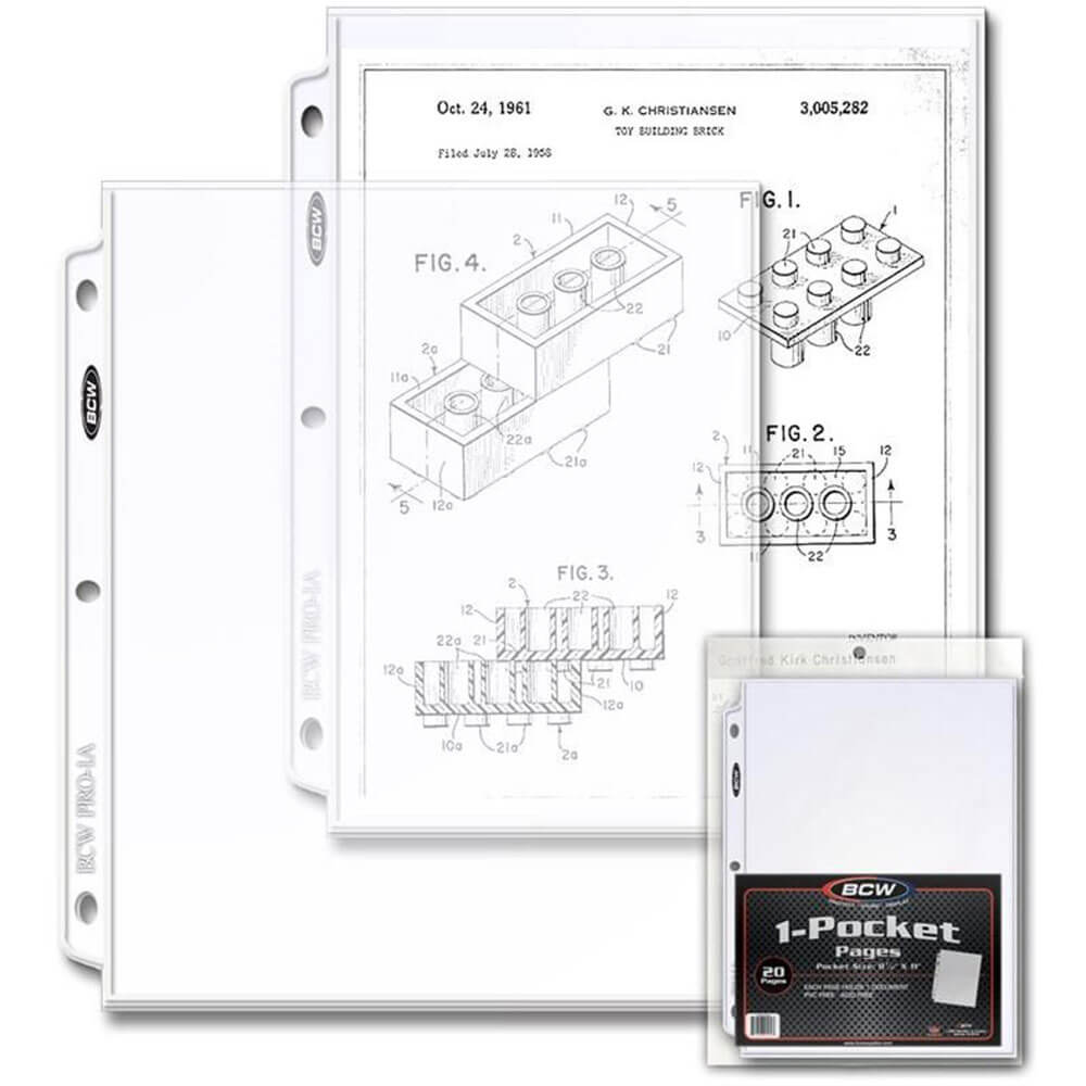 BCW 1 Pocket Protective Pages (20's/8" 1/2 x 11")