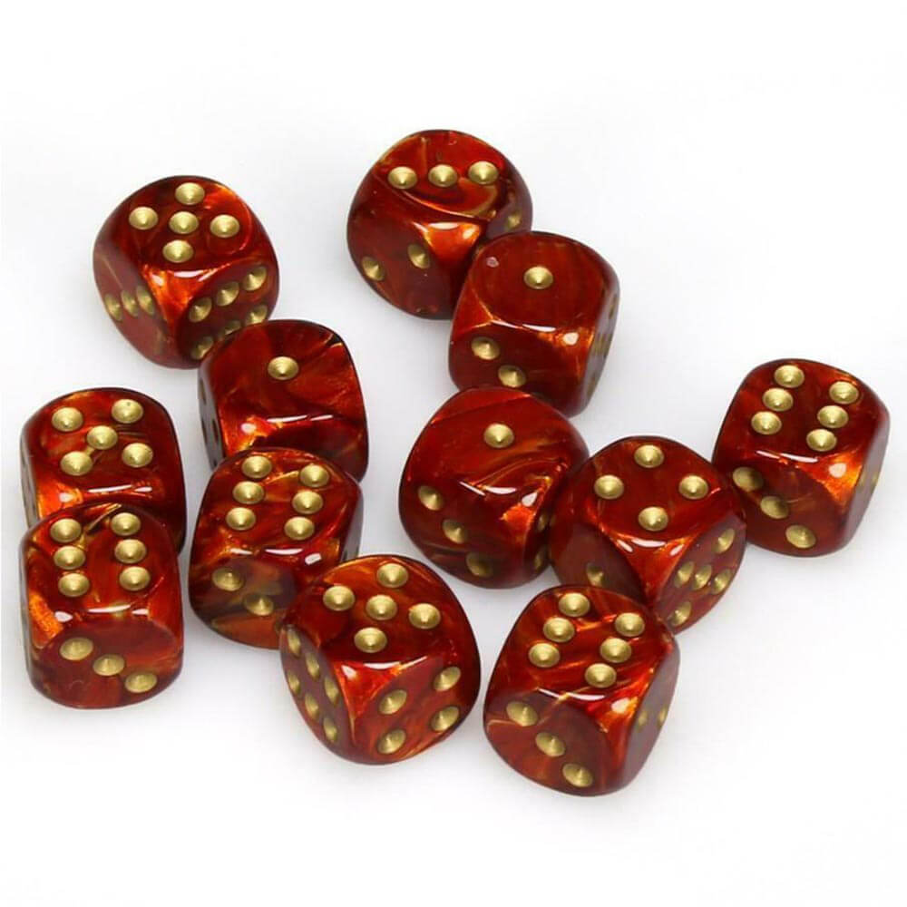 D6 DICE SCARAB 16mm (12 terninger)