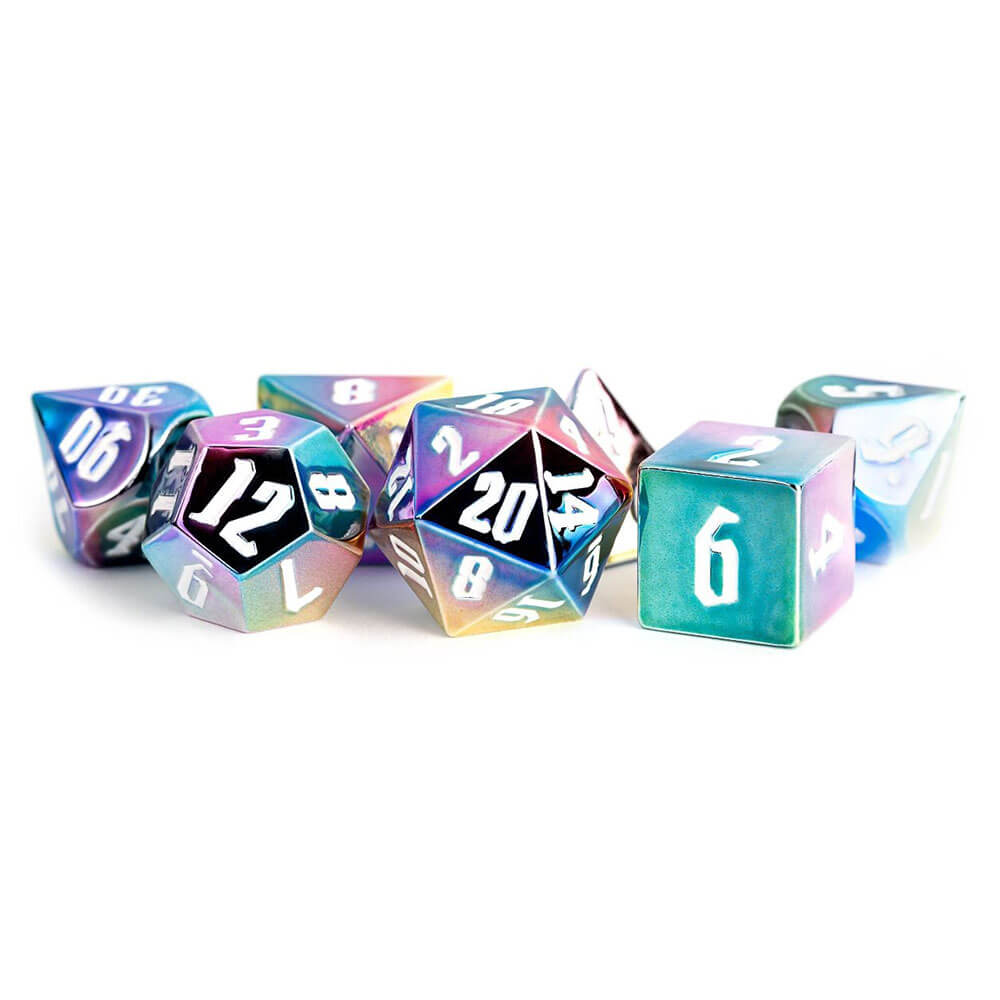 Metálico Rainbow Aegis Polyédrico Dice Set 16 mm