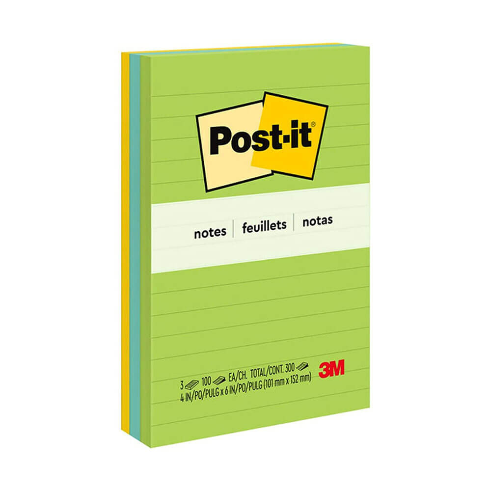 Post-it Notes 98x149mm Assortered (3PK)