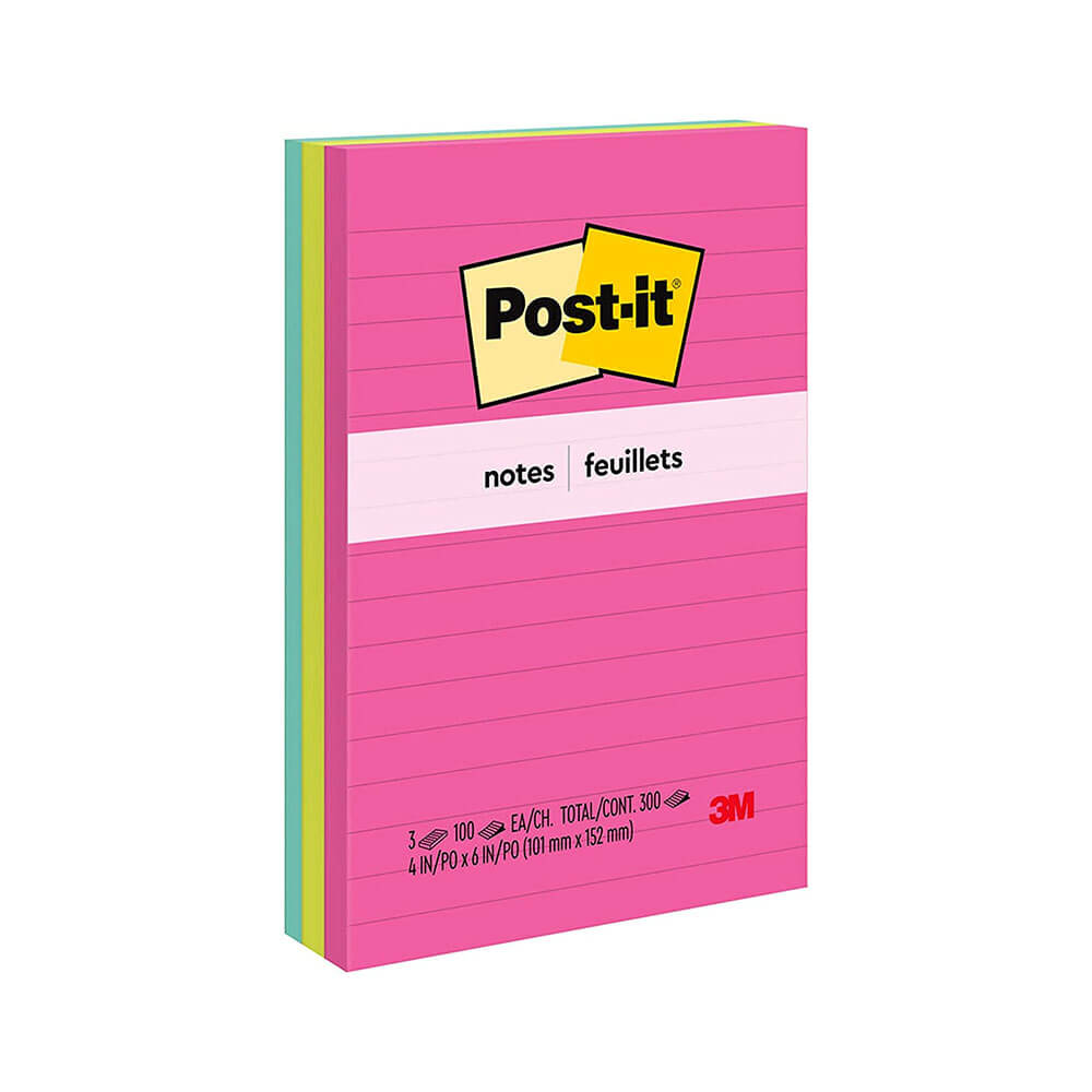 Post-It Notes 98x149mm diverse (3pk)