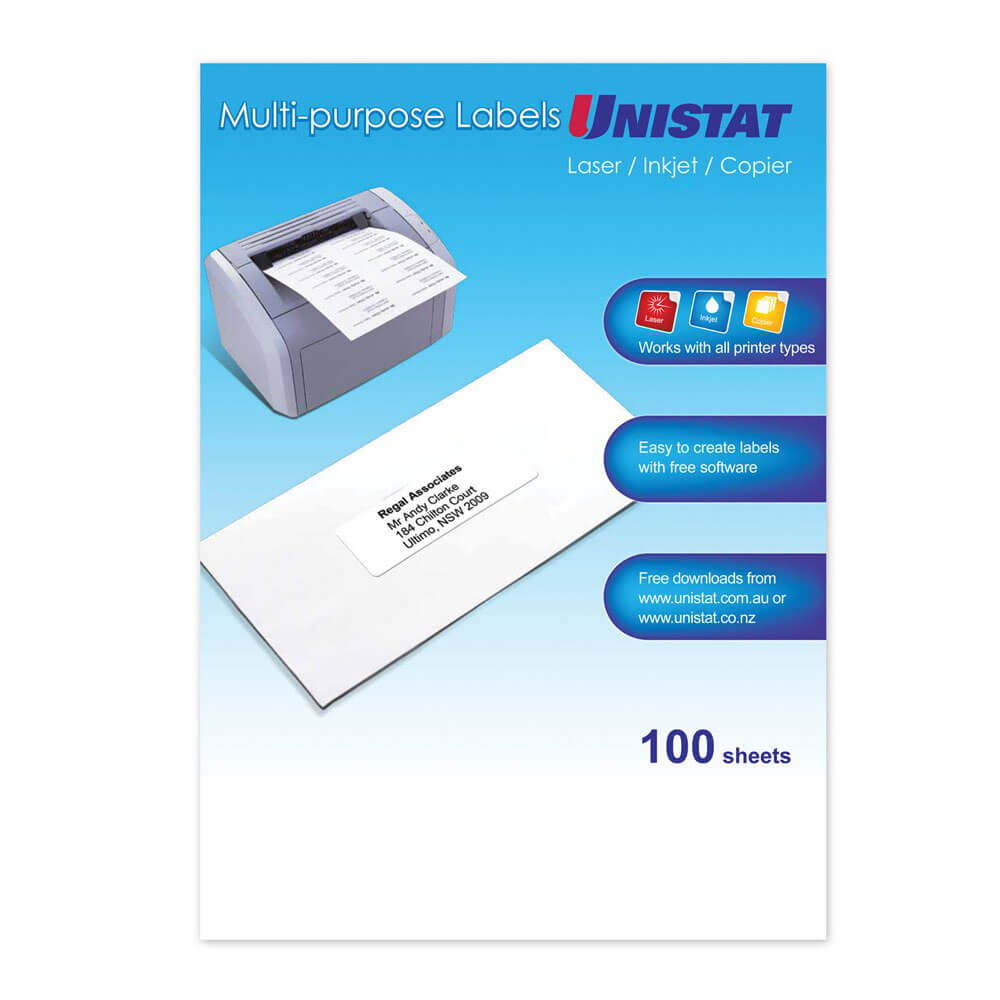 Unistat láser/inyección de tinta/etiqueta de copiadores 100pk