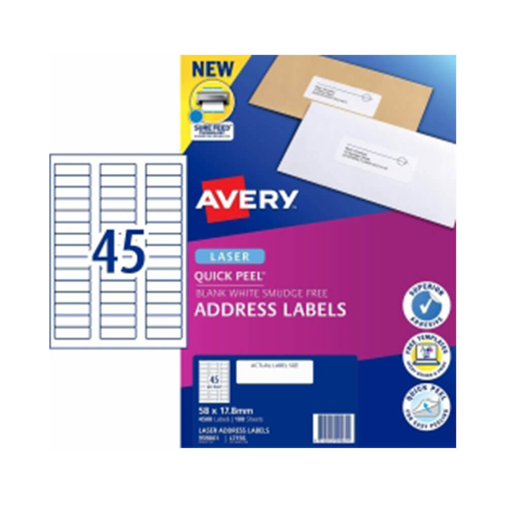 Étiquette d'adresse laser Avery blanc (100pk)