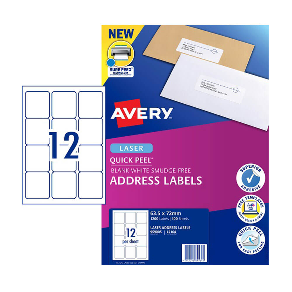 Étiquette d'adresse laser Avery blanc (100pk)