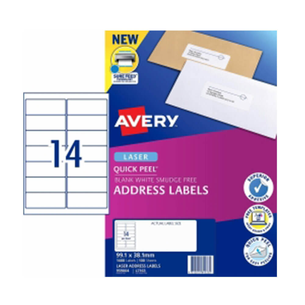 Étiquette d'adresse laser Avery blanc (100pk)