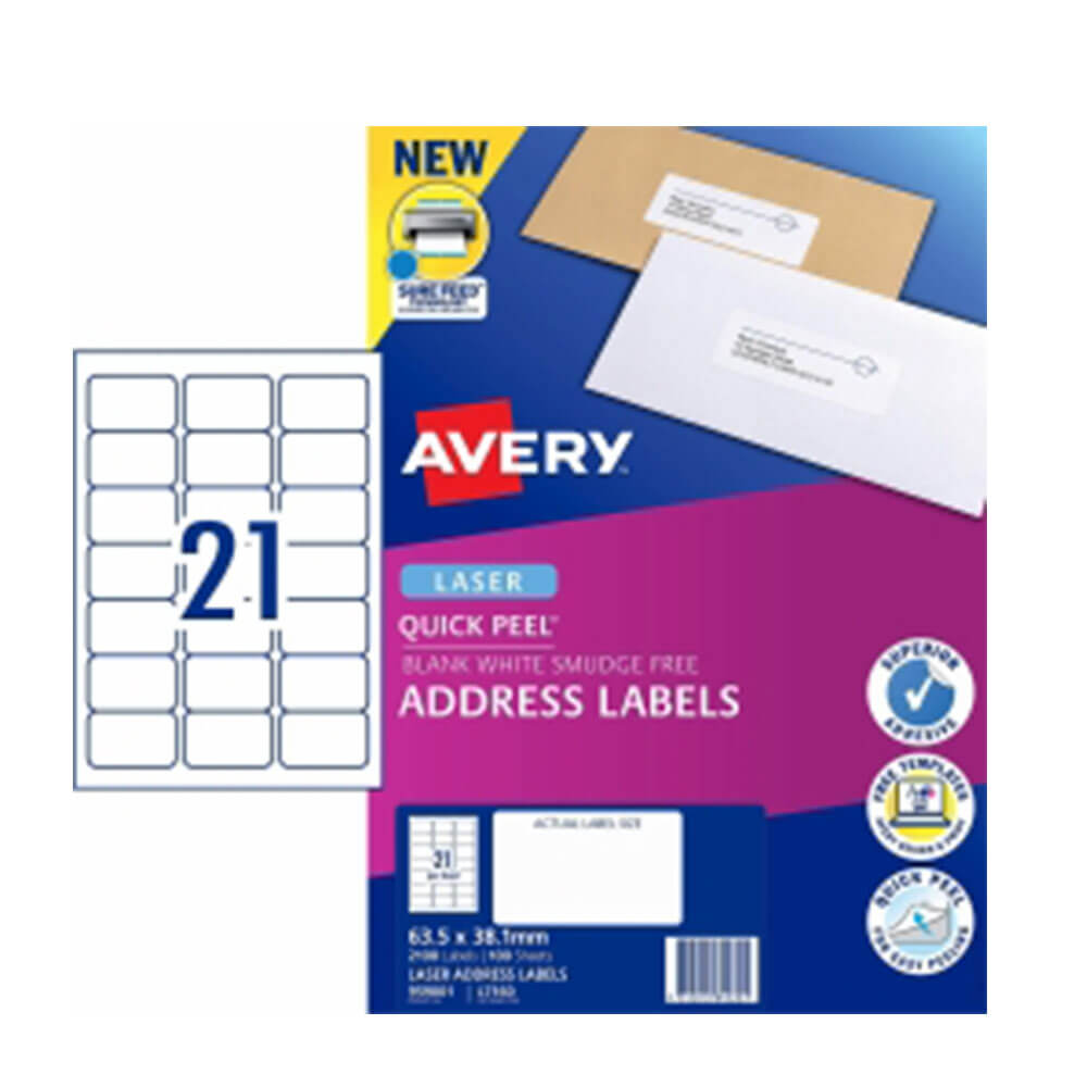 Étiquette d'adresse laser Avery blanc (100pk)