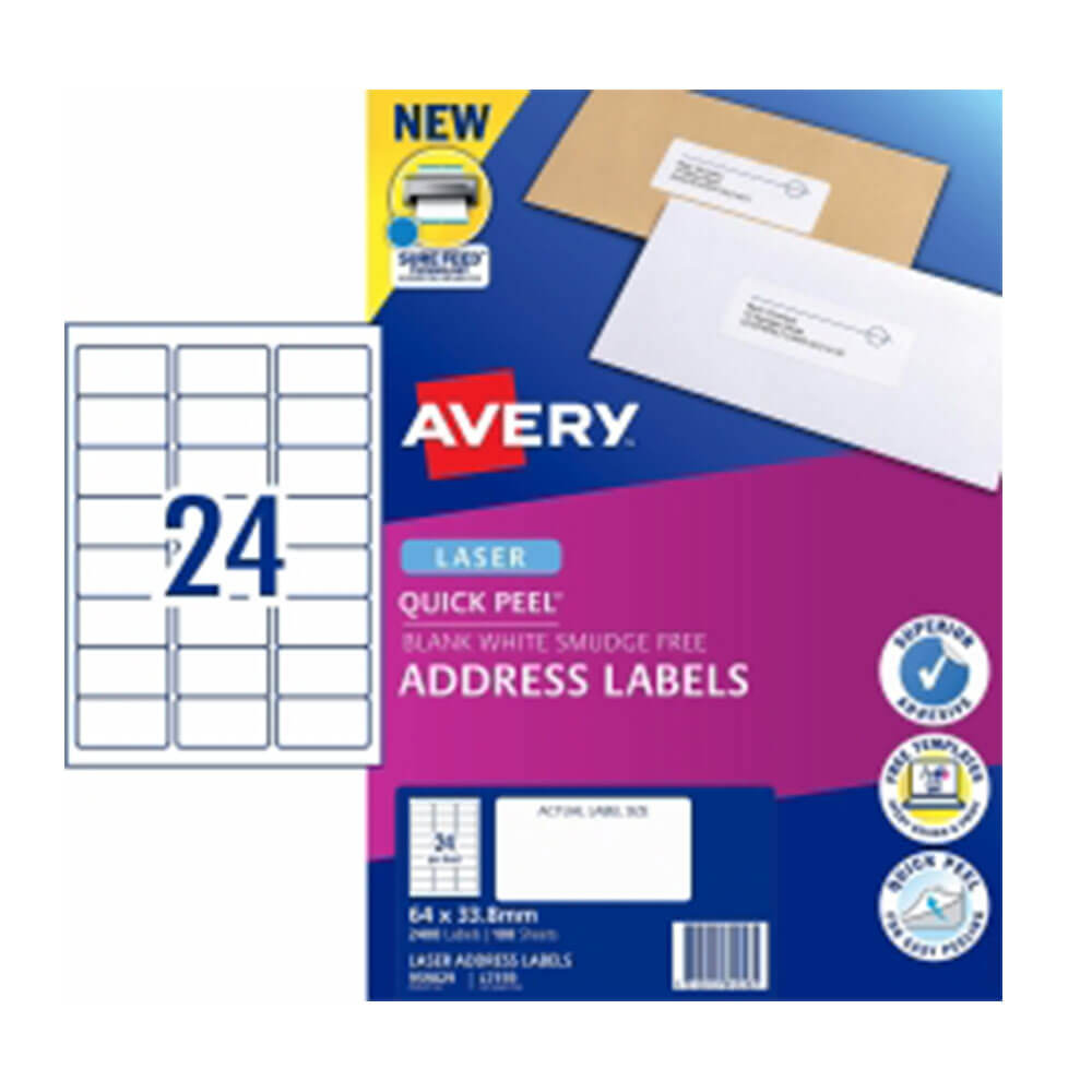 Étiquette d'adresse laser Avery blanc (100pk)