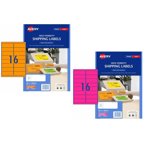 Avery High Visibility Shipping Label 25pk 16/sheet