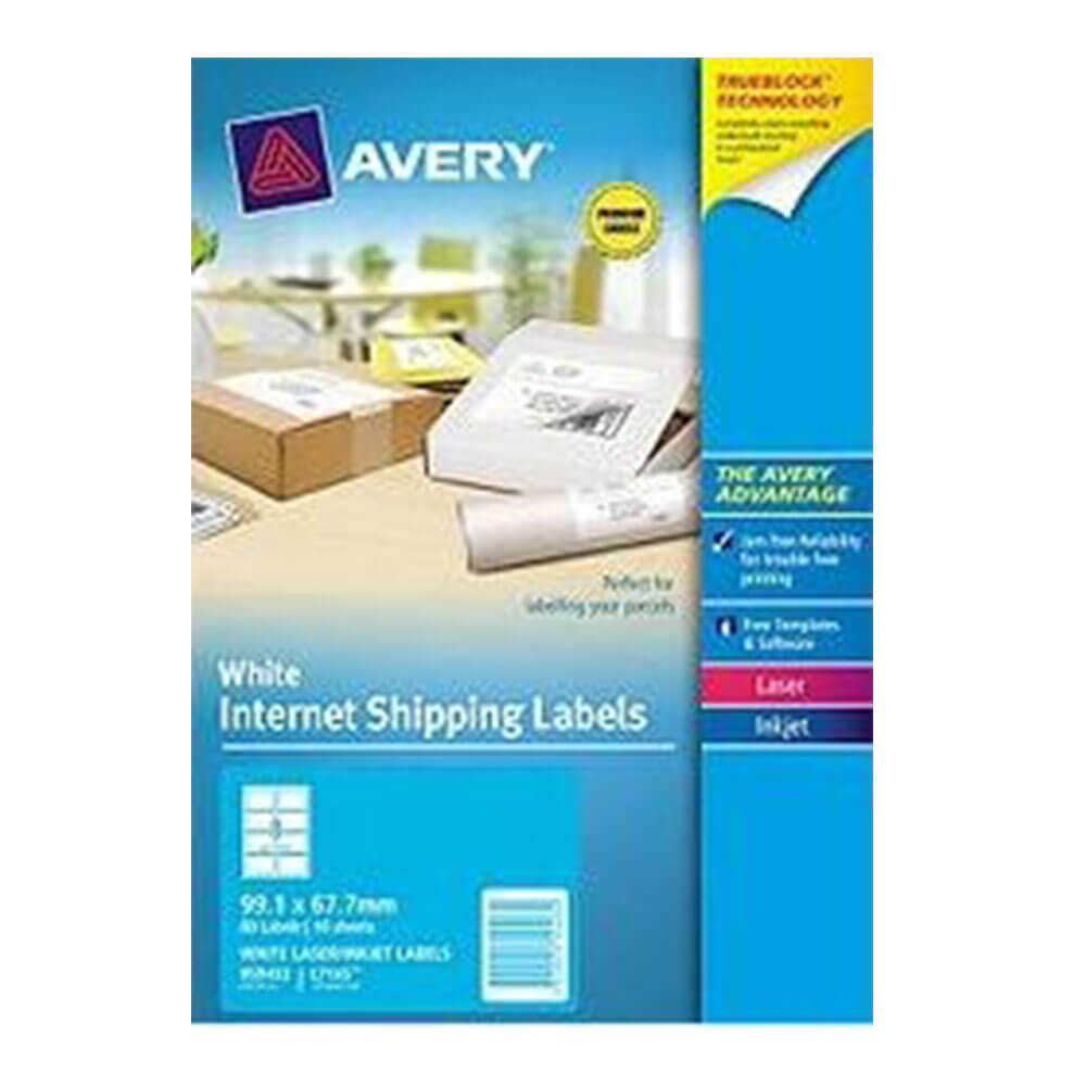 Avery Trueblock Internet Shipping Etichetta 10pk White