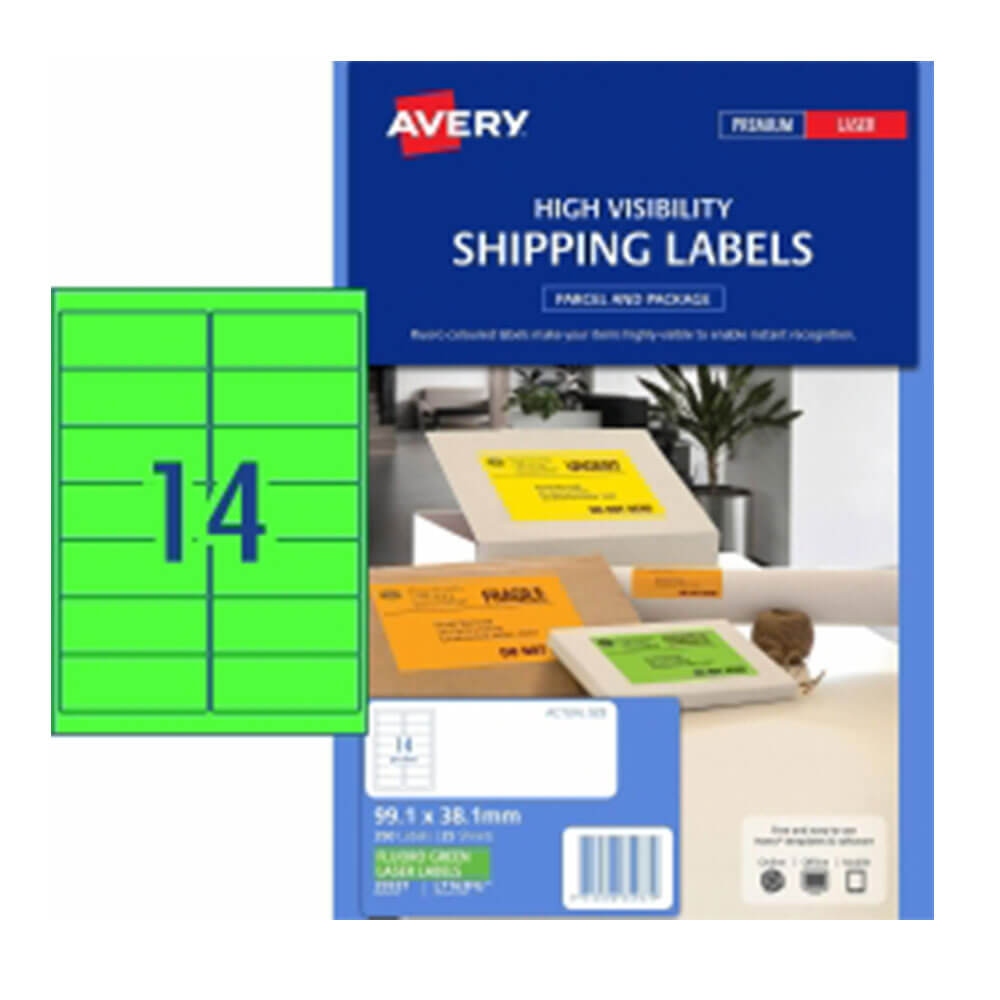 Etichetta di spedizione ad alta visibilità Avery 25pk 14/foglio