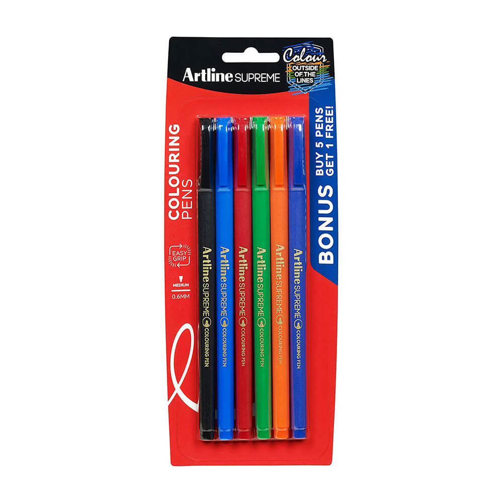 Artline Supreme Fineline Pen 0.6 mm (6pk)