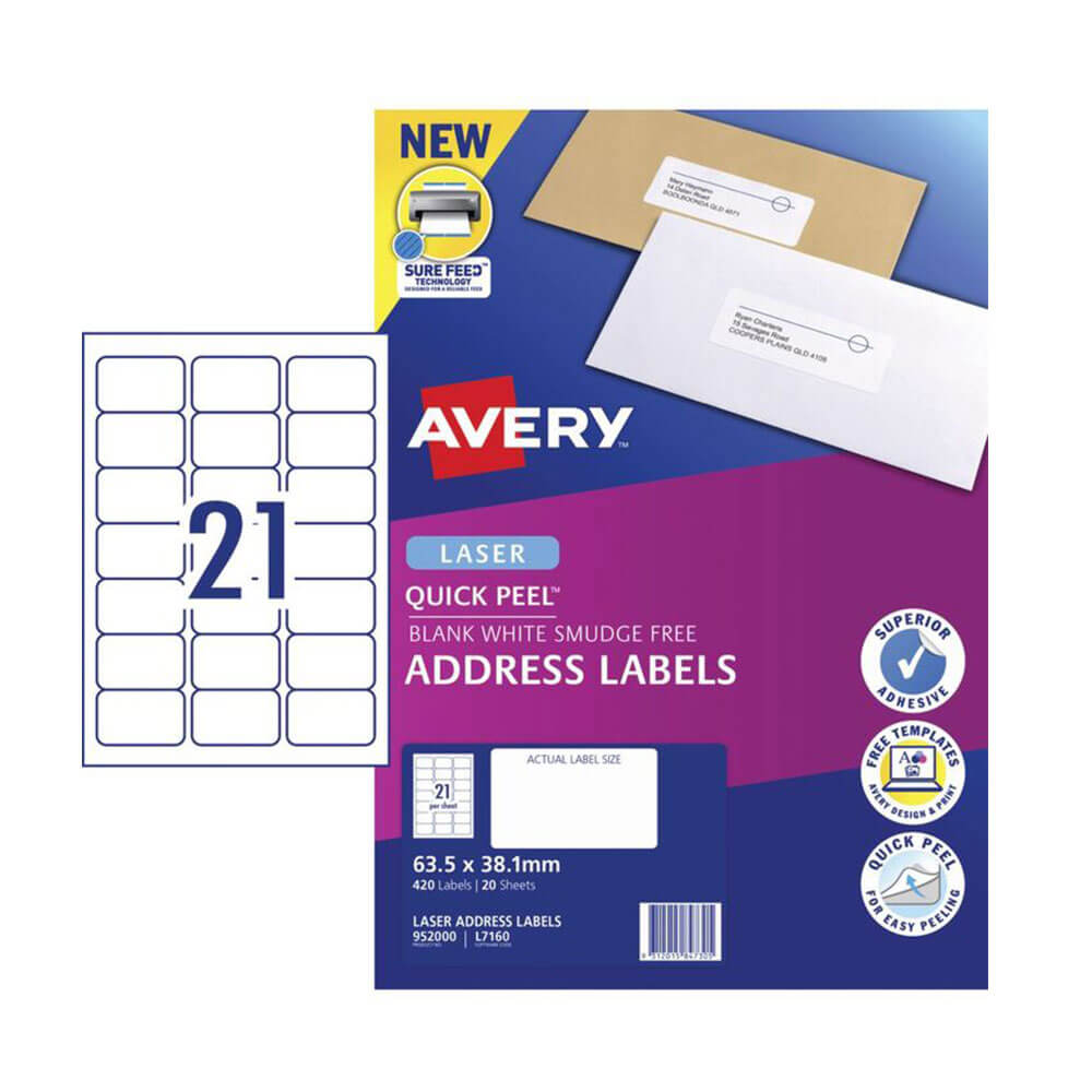 Label Avery Laser Retail Pack (20 pk)