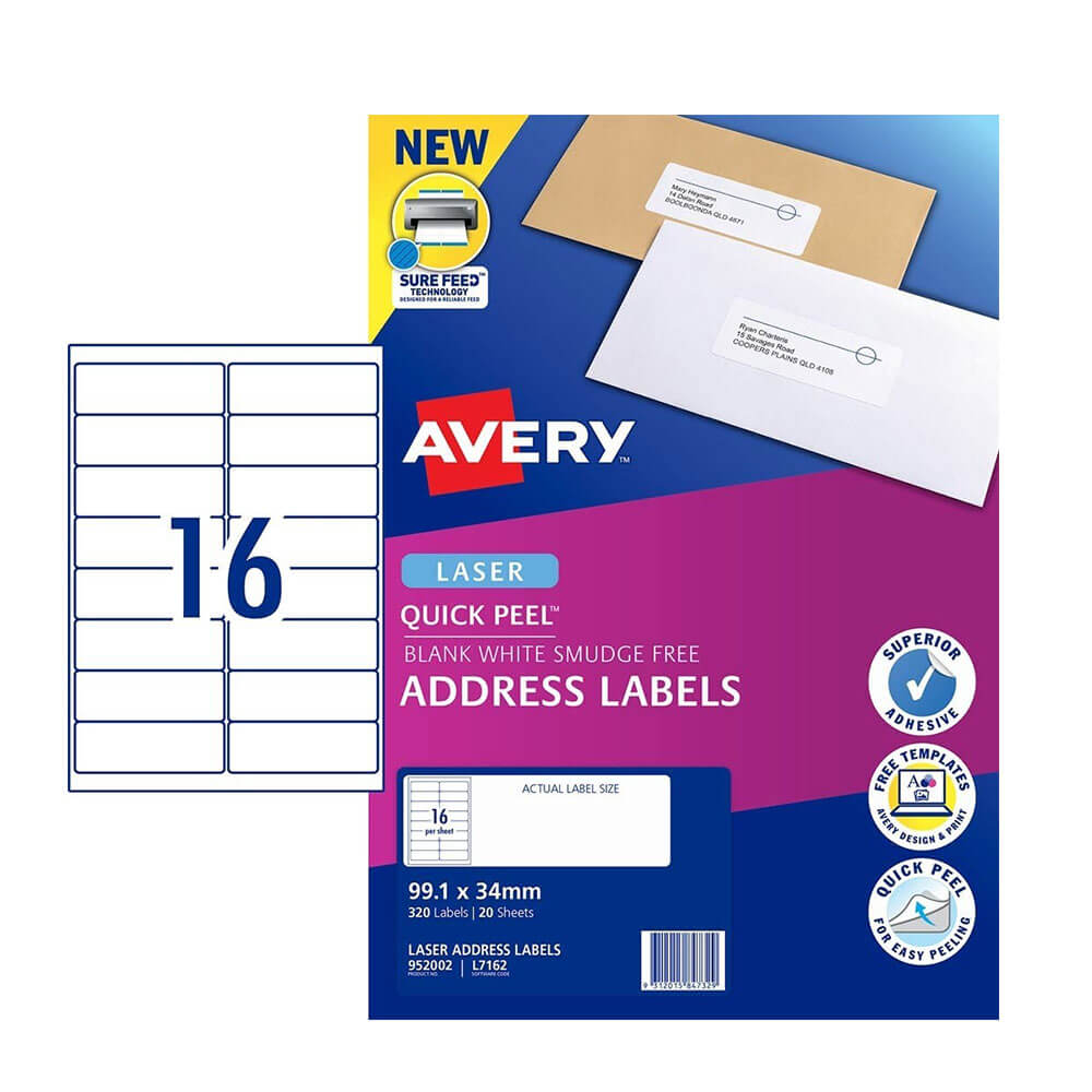 Label Avery Laser Retail Pack (20PK)