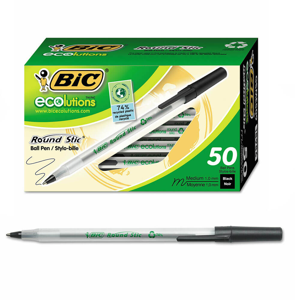 BIC Ecolutions Round Stic Ballpenn Penn 1.0mm 50pk