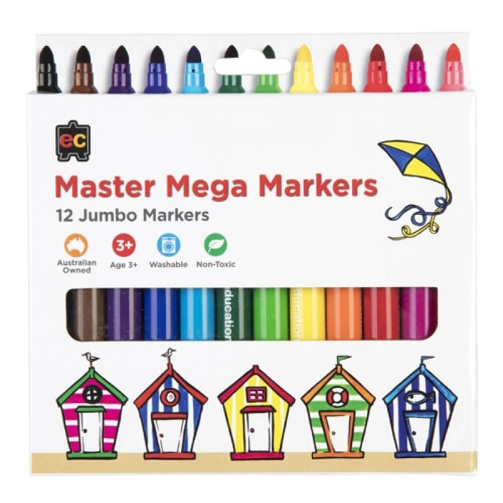 EC Master Mega Jumbo Washable Markers 5.8mm (12pk)