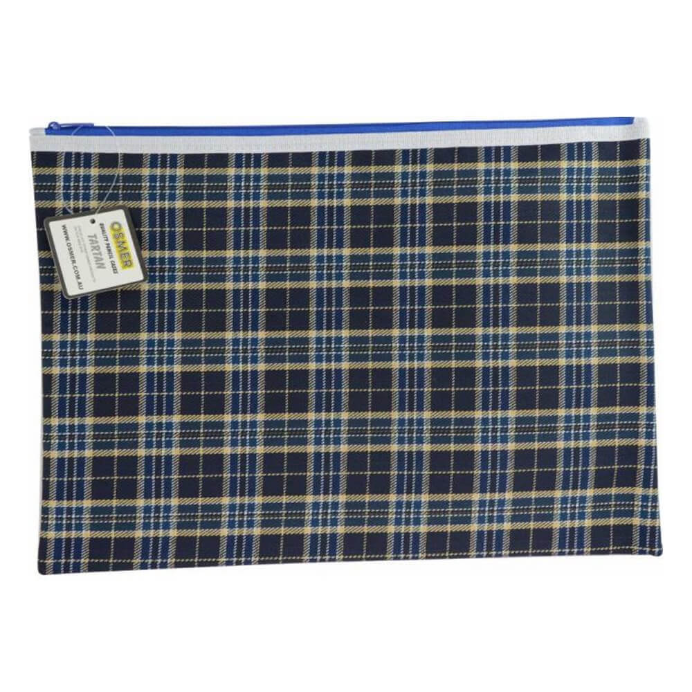 Osmer Tartan 1 Zip Polyester Pencil Case 37.5x26cm (Blue)