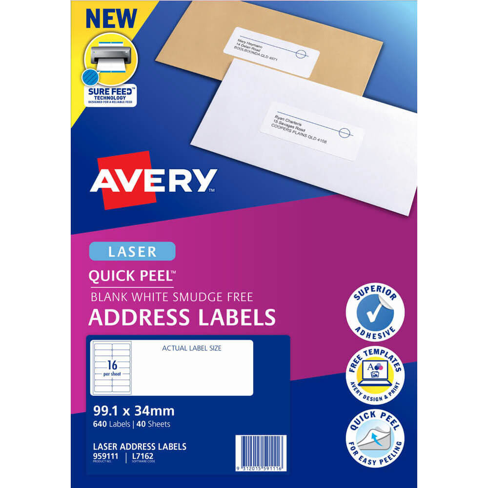 Avery Laser Quick Peel Adressetiketter