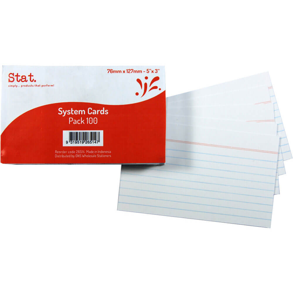 Stat Ruled System Cards 100pk (White)