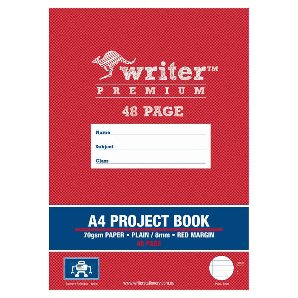 Writer Premium Plain & Regned Project Book 8mm A4