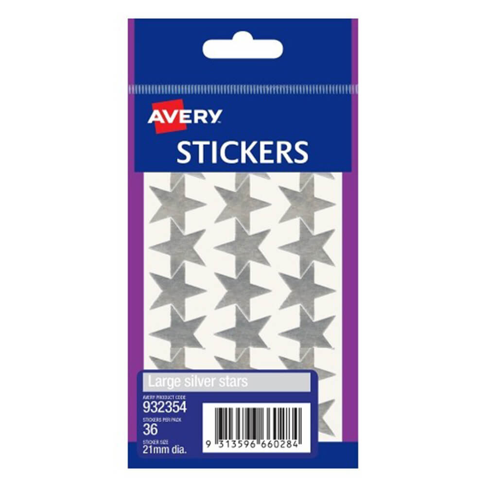 Avery F/P Silver Stars -label (pakket van 10)