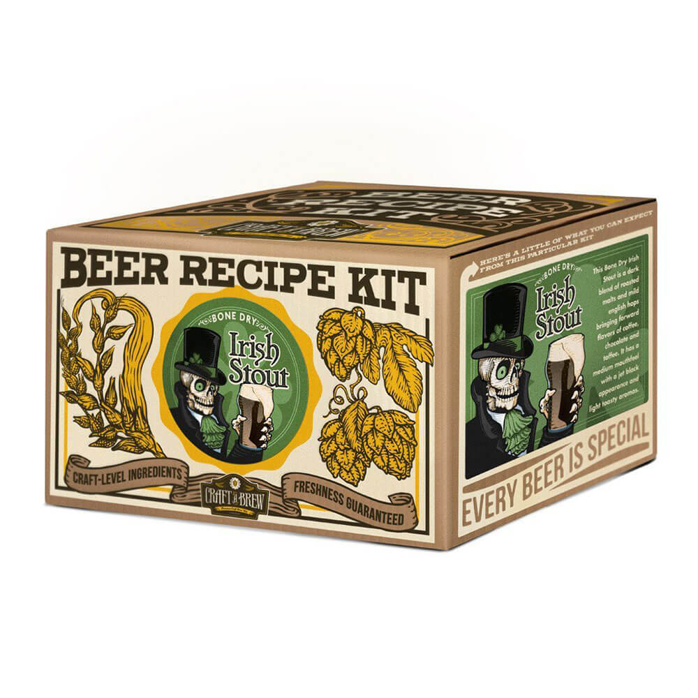 Craft un kit de elaboración de cerveza Irish Stout de Brew Brew Bone Dry